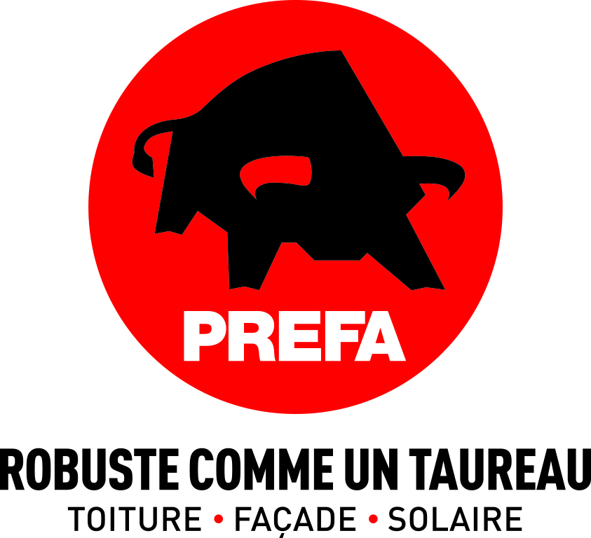 Logo PREFA – couverture PREFA Logo PREFA avec slogan sur la robustesse
